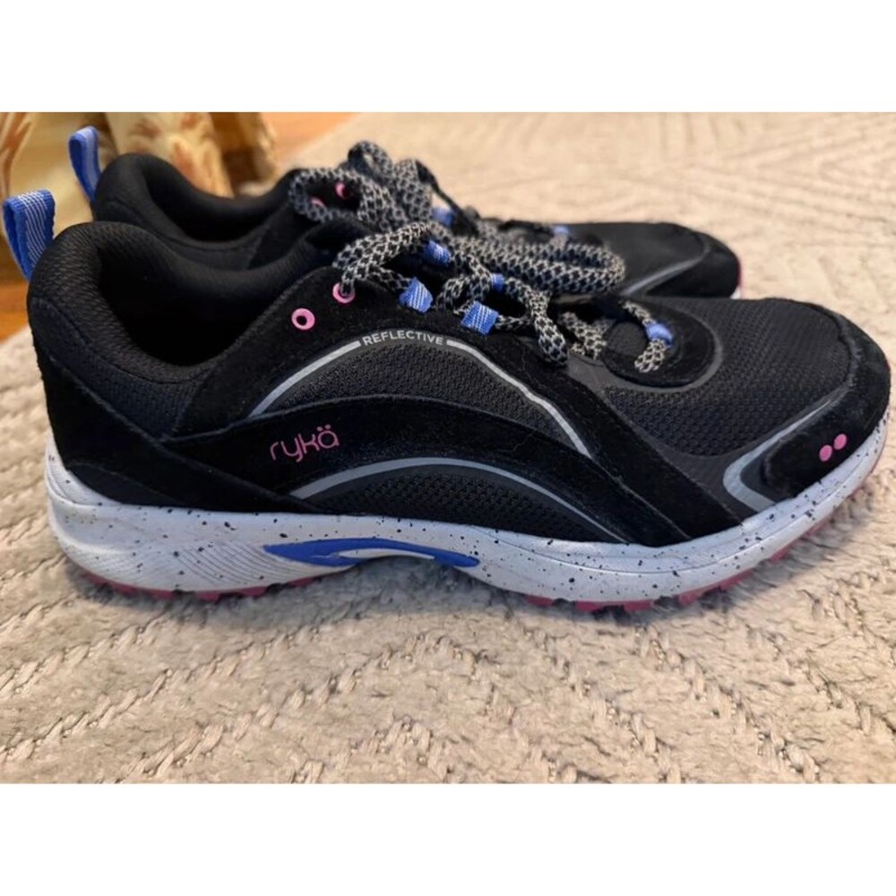 Ryka Women’s Athletic Walking Shoes Black Pink Blue Reflective Sneakers 9.5 - Picture 3 of 6